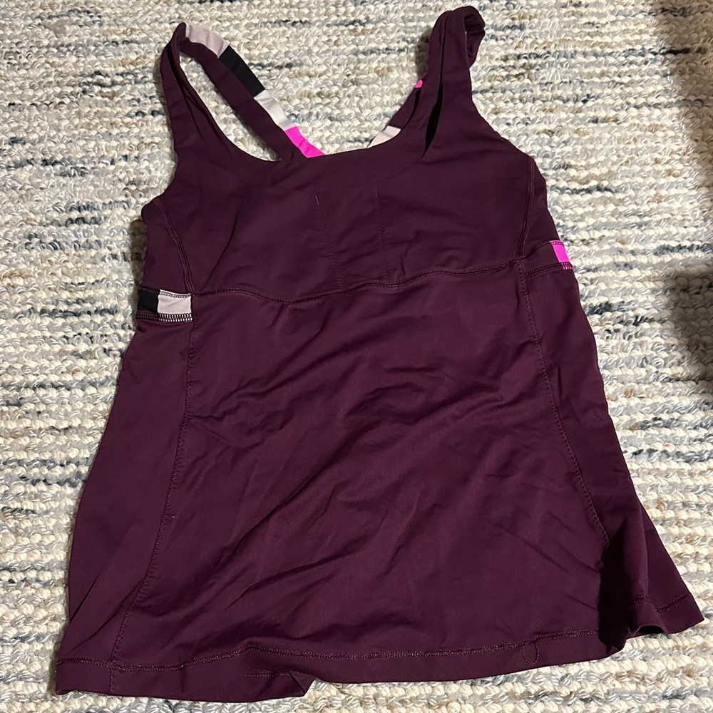 Lululemon Athletica Maroon Tank with Pink Highlights